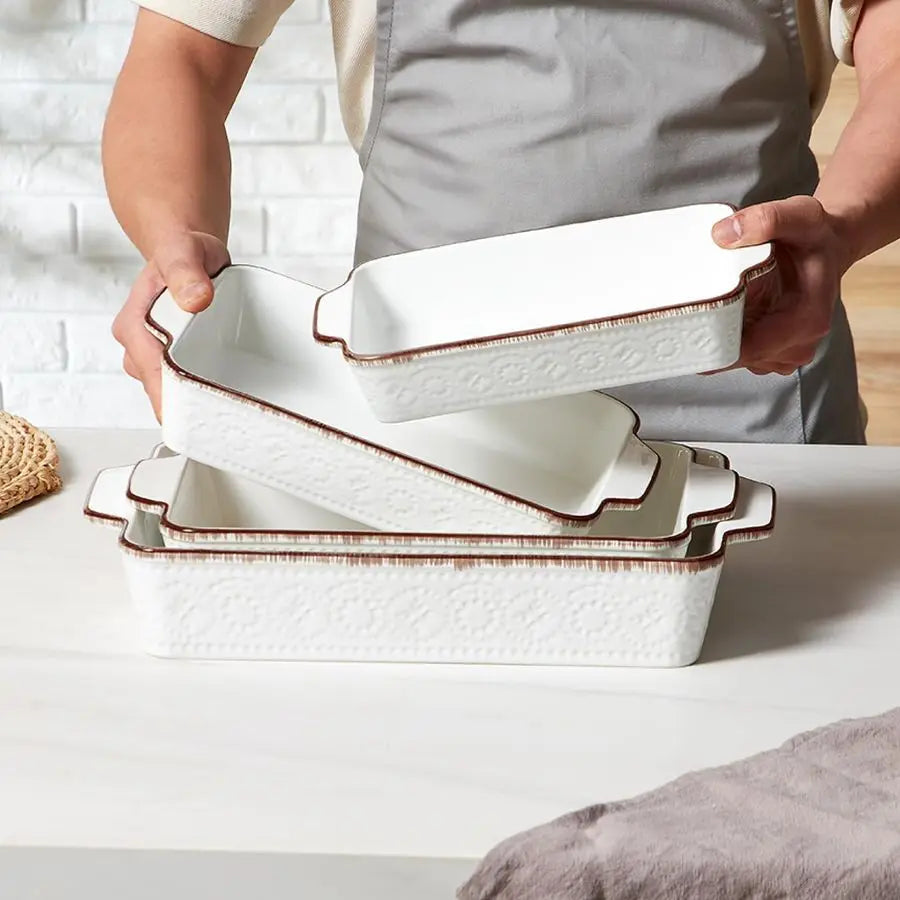XMSJ Ceramic Casserole Dishes Nonstick Bakeware Set With Handles