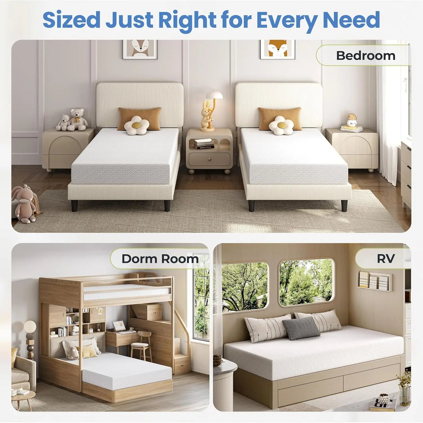 Gel Memory Foam Mattress Medium Firm CertiPUR Certified Bed In A Box