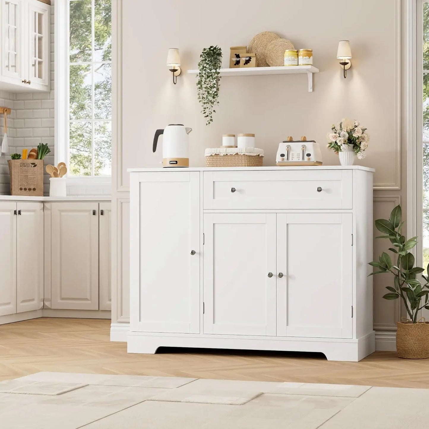 Buffet Cabinet With Storage Modern Sideboard Wood