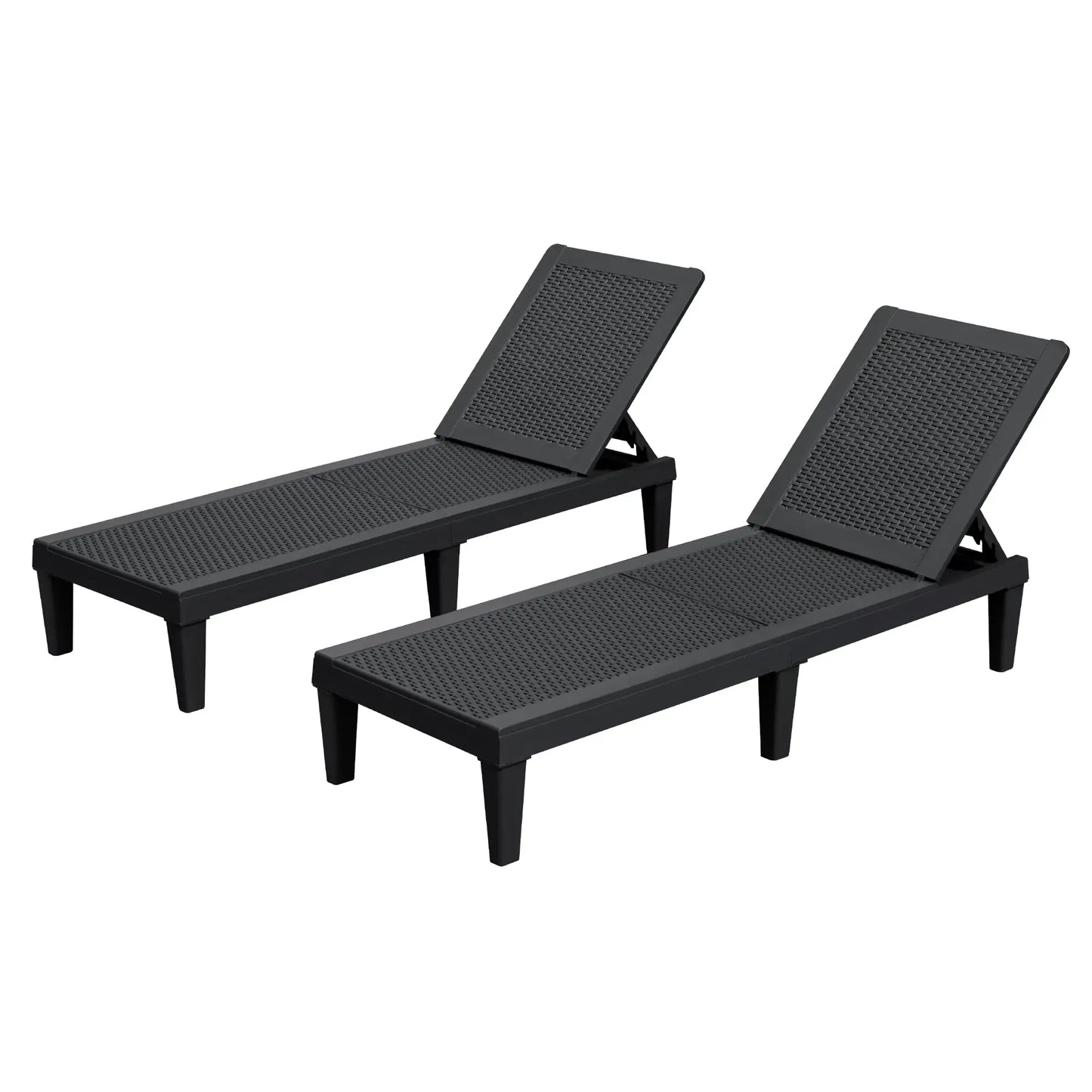 Patio Chaise Lounge Chairs 2 Pack Outdoor Reclining Backrest