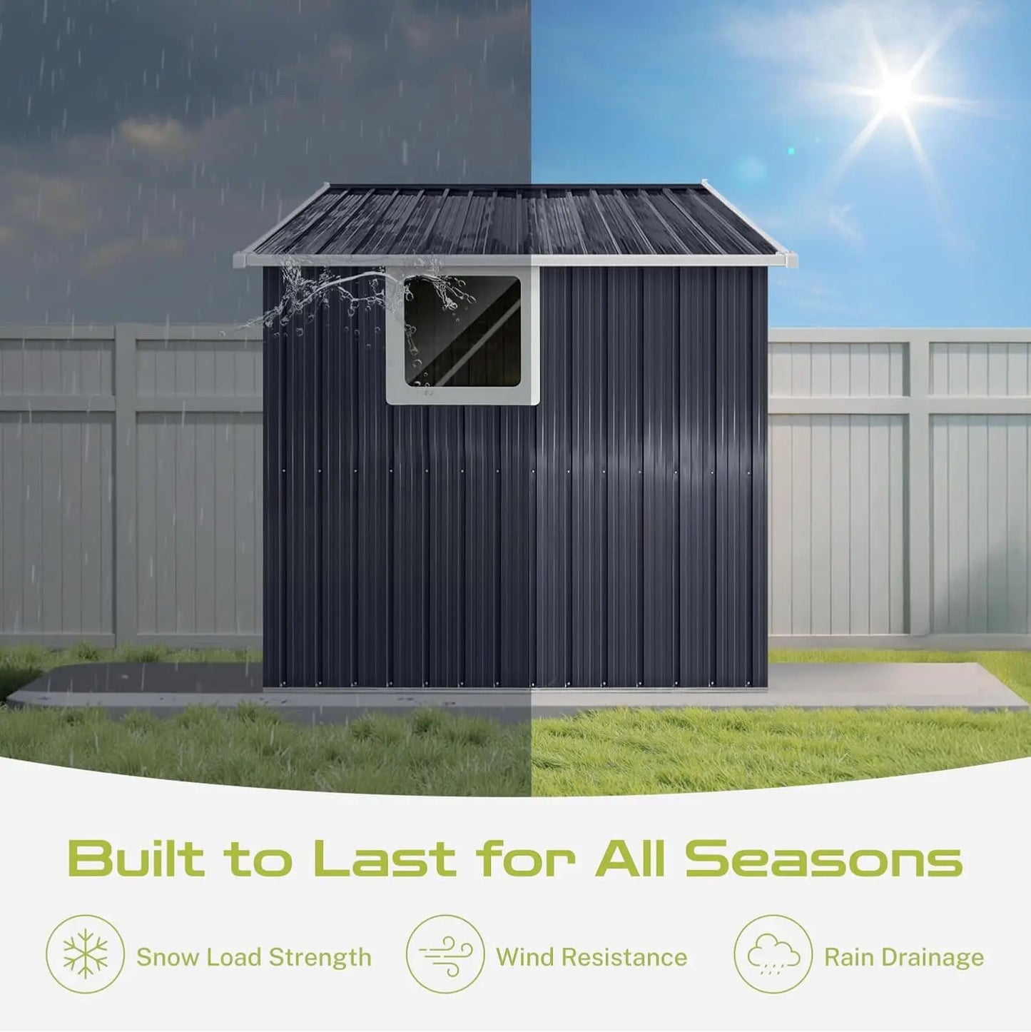 Outdoor Metal Storage Shed With Lockable Door And Window