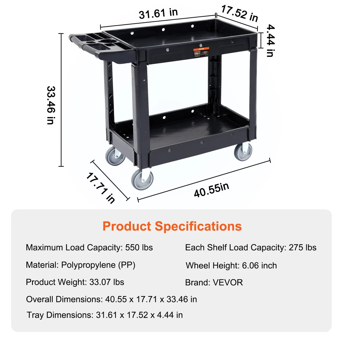 SucceBuy Utility Cart With 360 Degree Wheels For Heavy Duty Transport