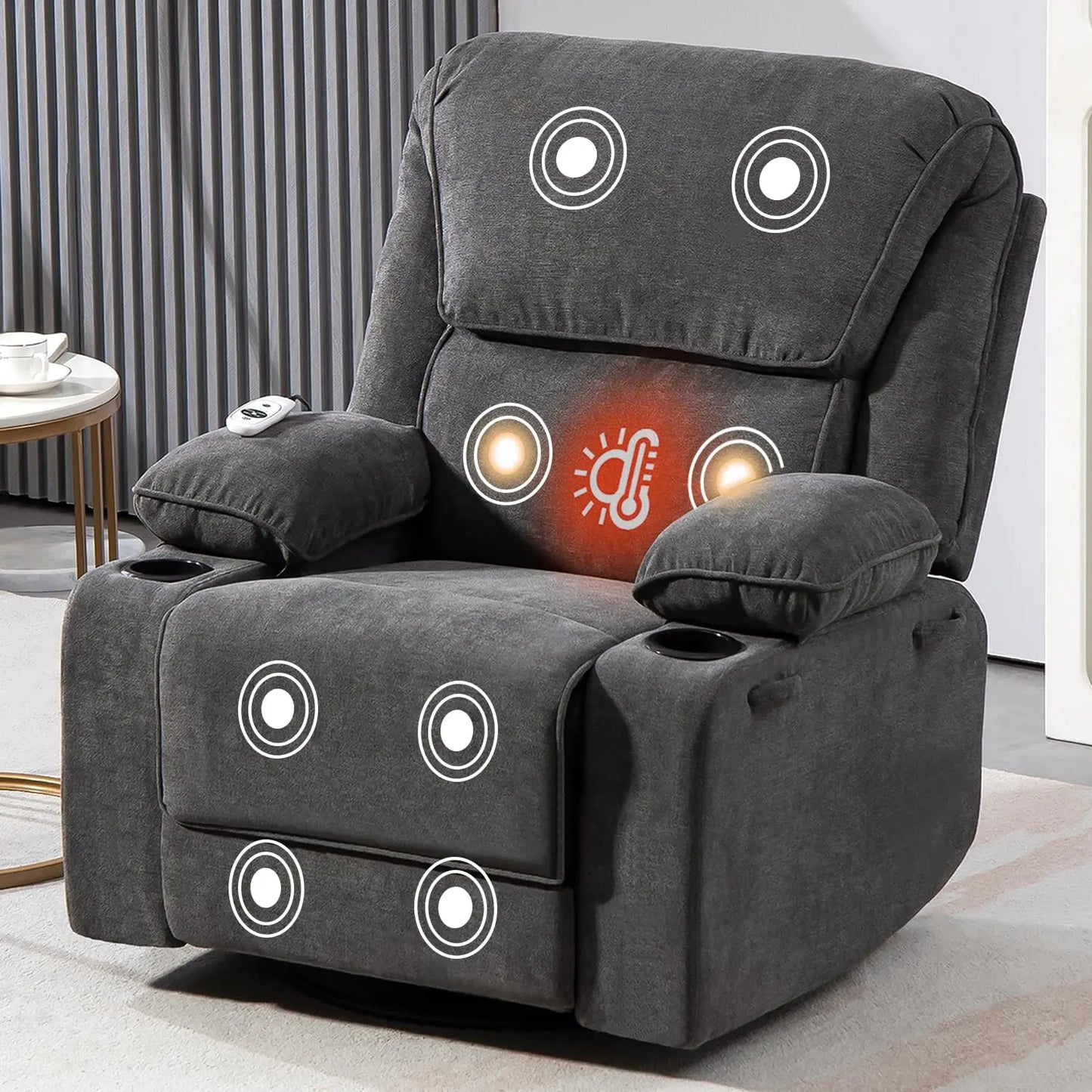 XIAOLANG Rocker Recliner With Massage Heated Cup Holders Remote