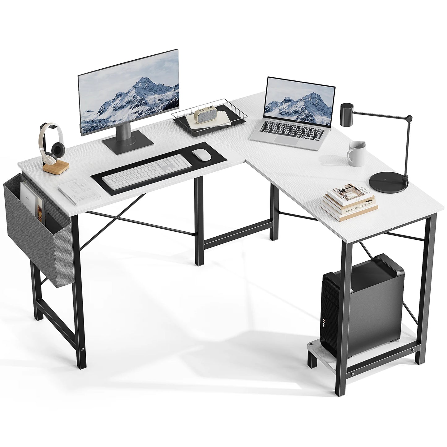 JHK Gaming Corner Desk With PC Storage Shelf For Home