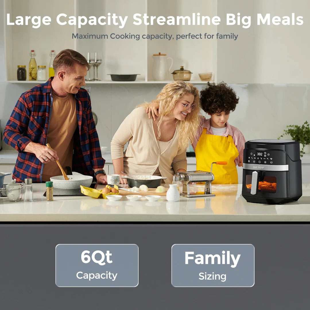SEJOY Air Fryer Oven 8-in-1 Oilless Cooker Roast Bake Dehydrate Keep Warm
