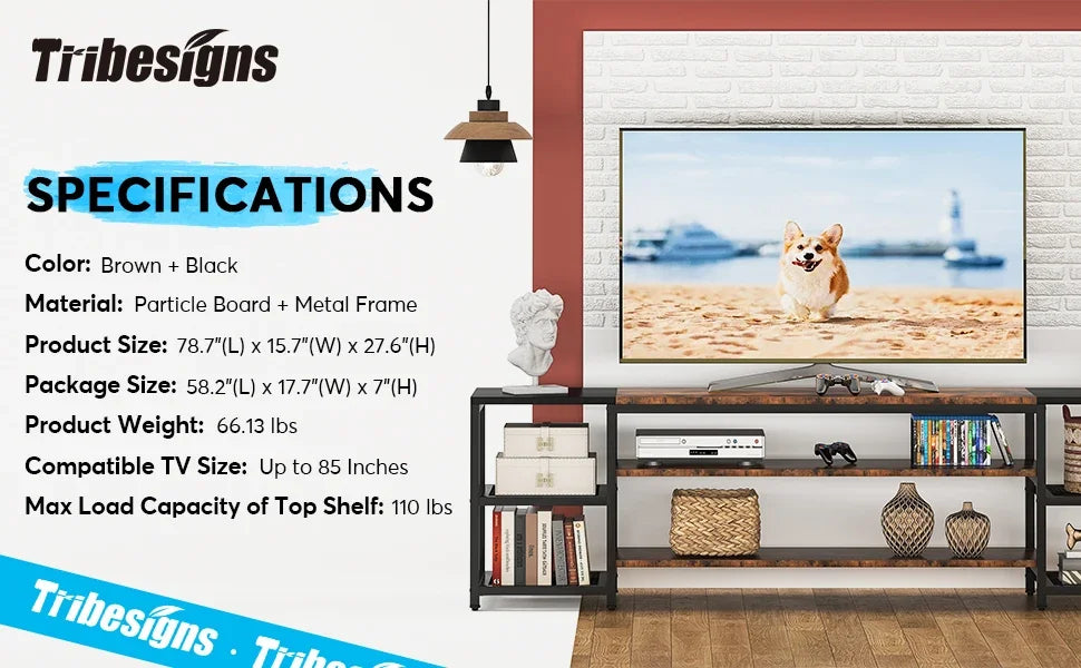 Tribesigns TV Stand Three Tier Entertainment Center Console
