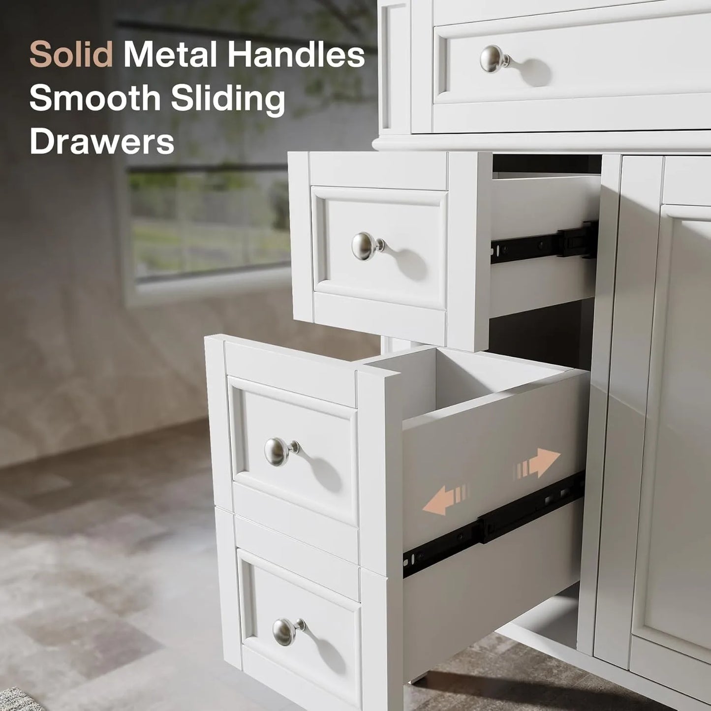 Bathroom Vanity With Sink Four Drawers And Two Doors