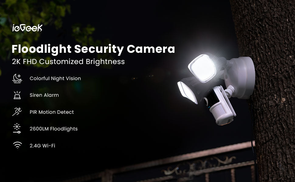IEGEEK 2K Wired Floodlight Security Camera With Motion Sensor