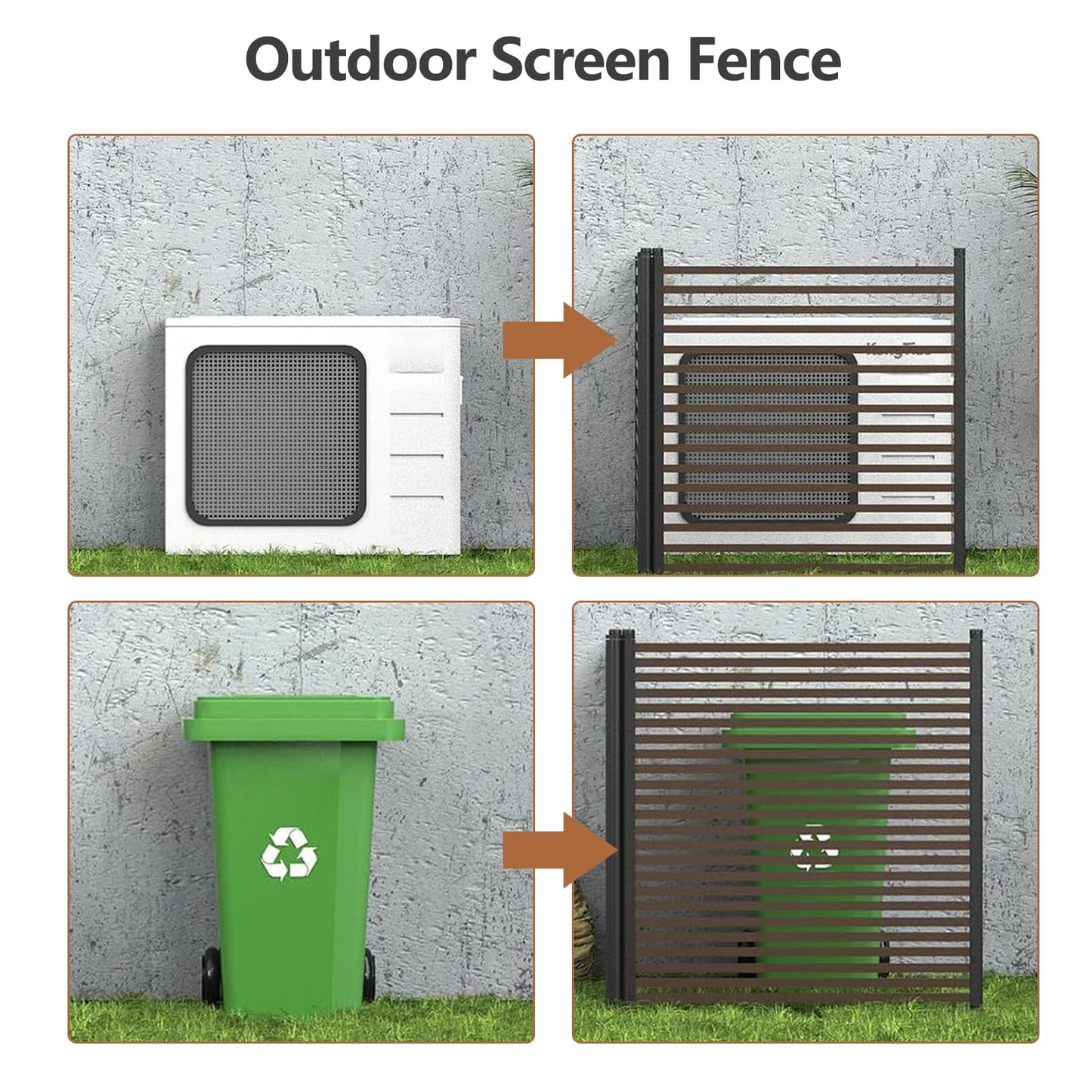 HiMISS No Dig Outdoor Privacy Screen Fence Kit 3 Panel Freestanding Enclosure
