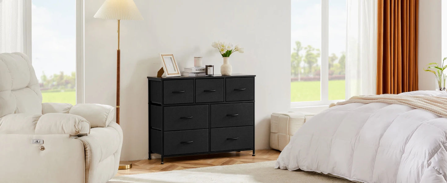 JHK Dresser With Seven Fabric Drawers Closet Organizer
