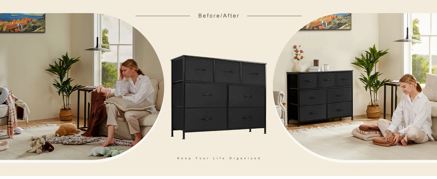 JHK Dresser With Seven Fabric Drawers Closet Organizer