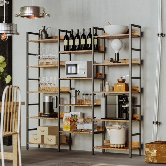 IRONCK Triple Wide 5-Tier Industrial Bookcase with Metal Frame