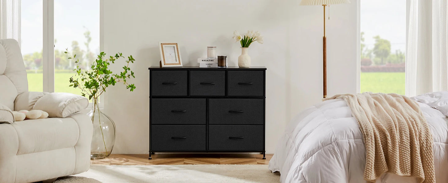 JHK Dresser With Seven Fabric Drawers Closet Organizer