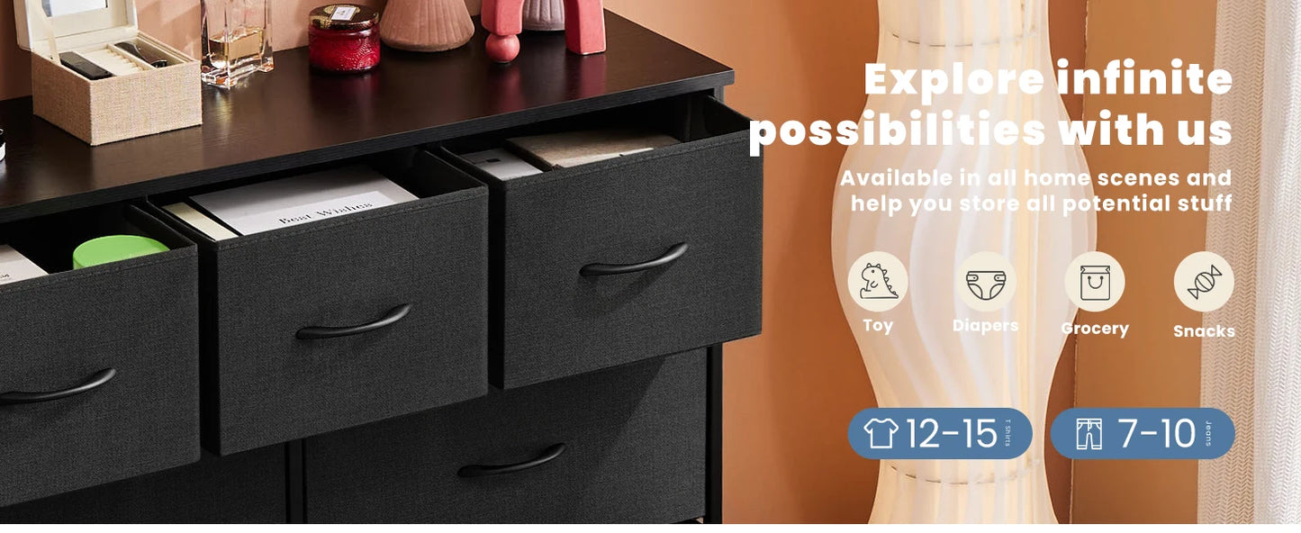 JHK Dresser With Seven Fabric Drawers Closet Organizer