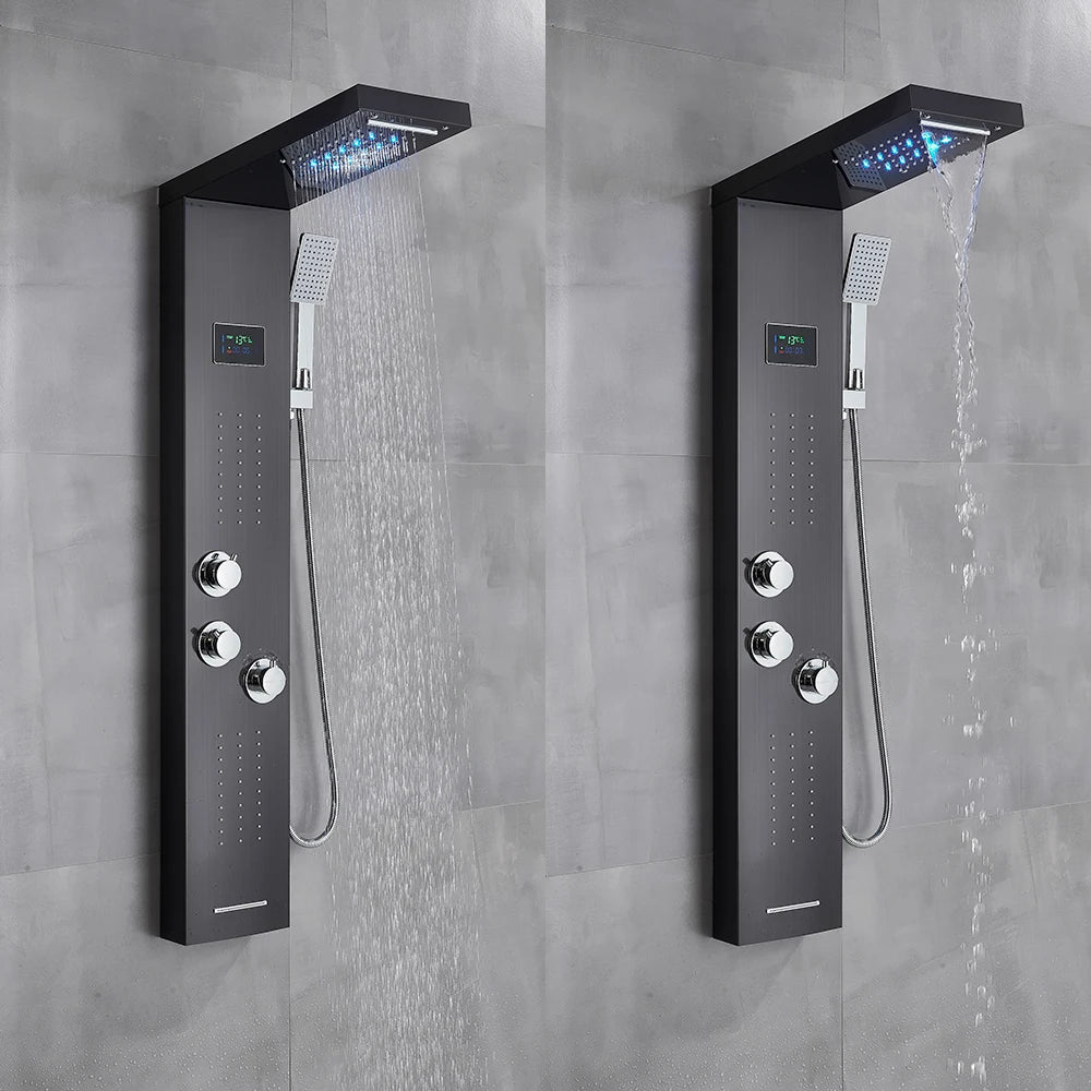 Wanmivezlo LED Shower Panel With Rainfall Jets And Massage