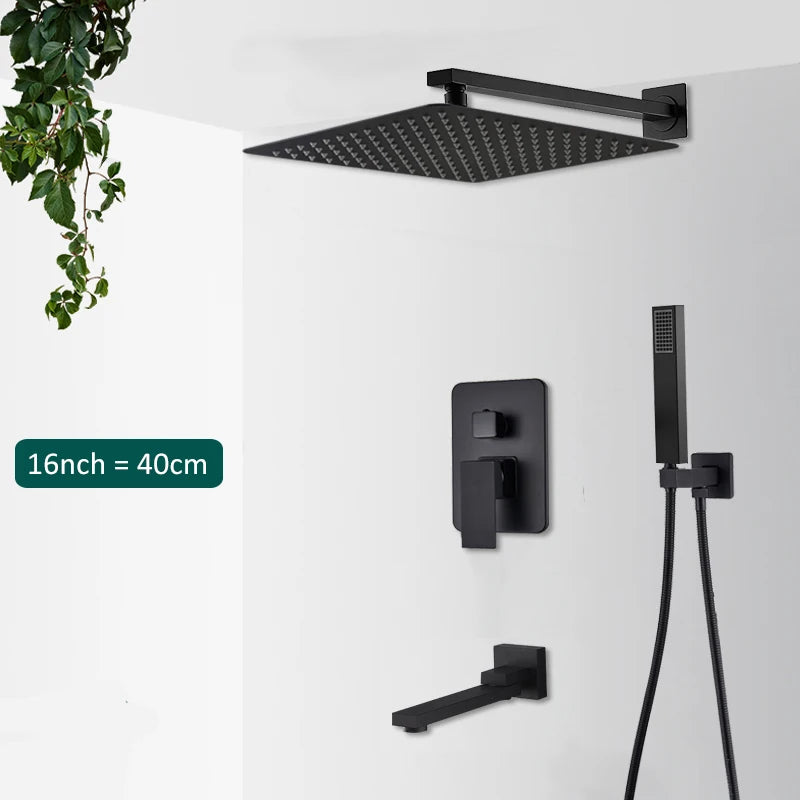 Quyanre Concealed In Wall Shower System With Rainfall Faucet