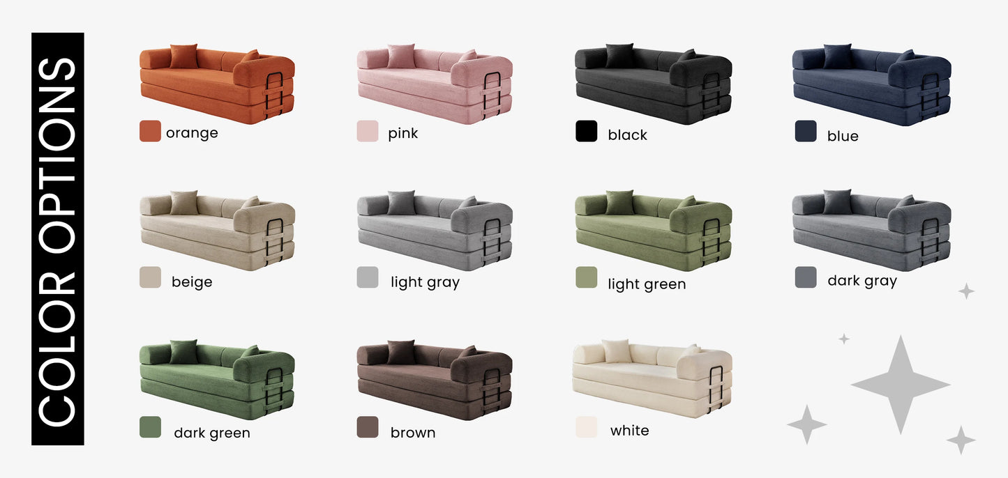Foldable Convertible Futon Sofa Bed With L Shaped Arms