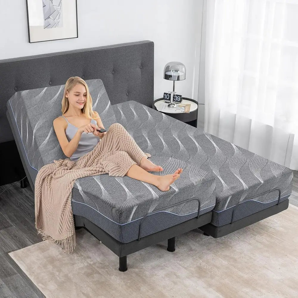 Gel Memory Foam Mattress On Adjustable Bed Base With Wireless Remote