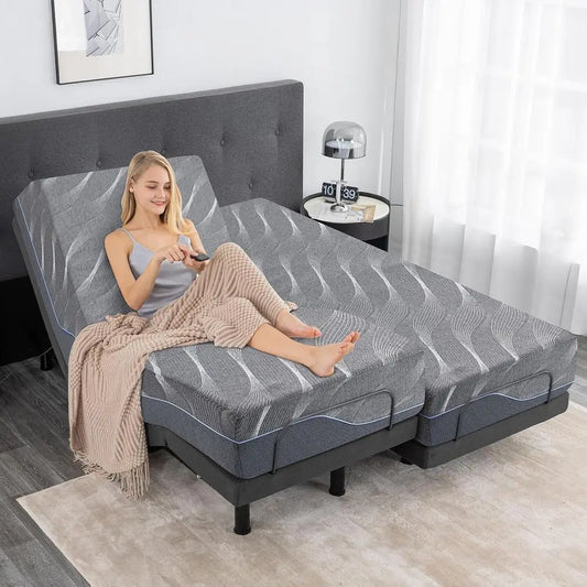 Gel Memory Foam Mattress On Adjustable Bed Base With Wireless Remote