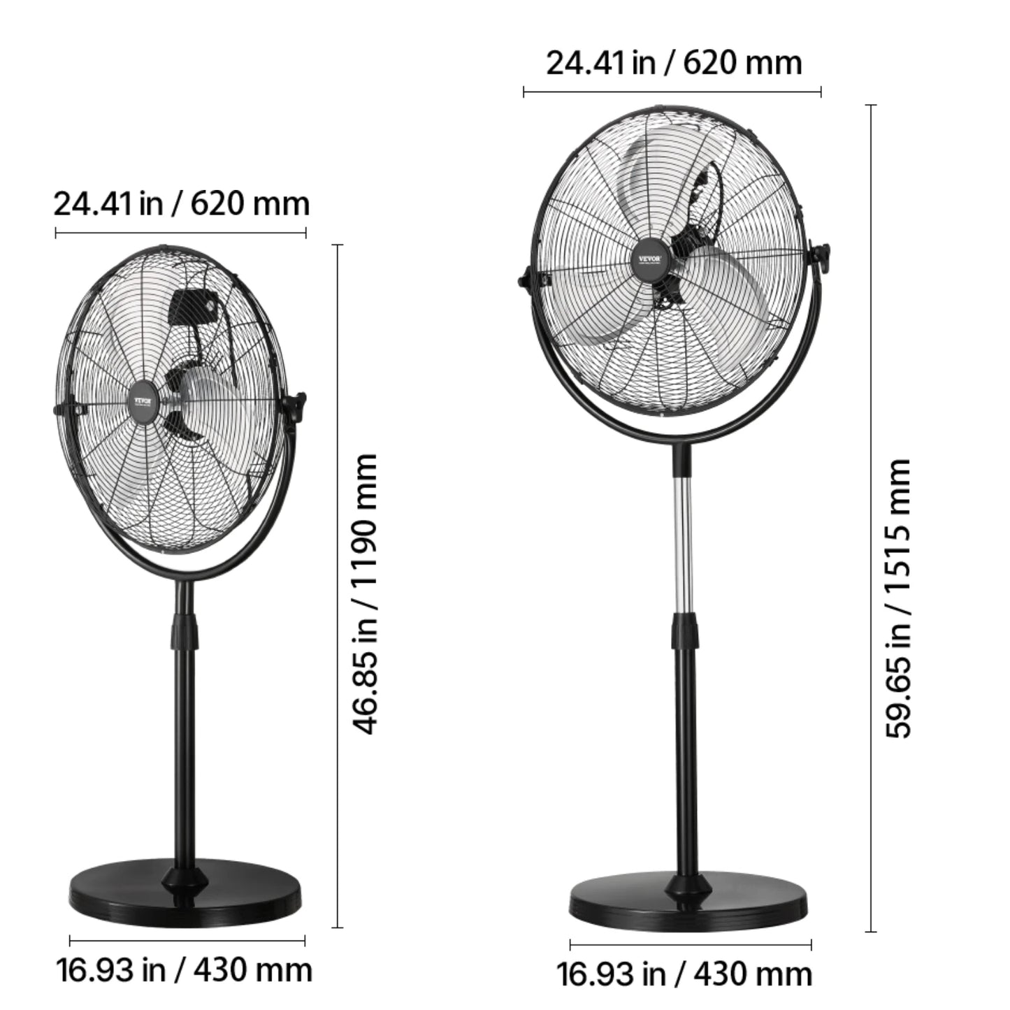 SucceBuy Industrial Pedestal Fan Oscillating Standing Fan With 3 Speeds