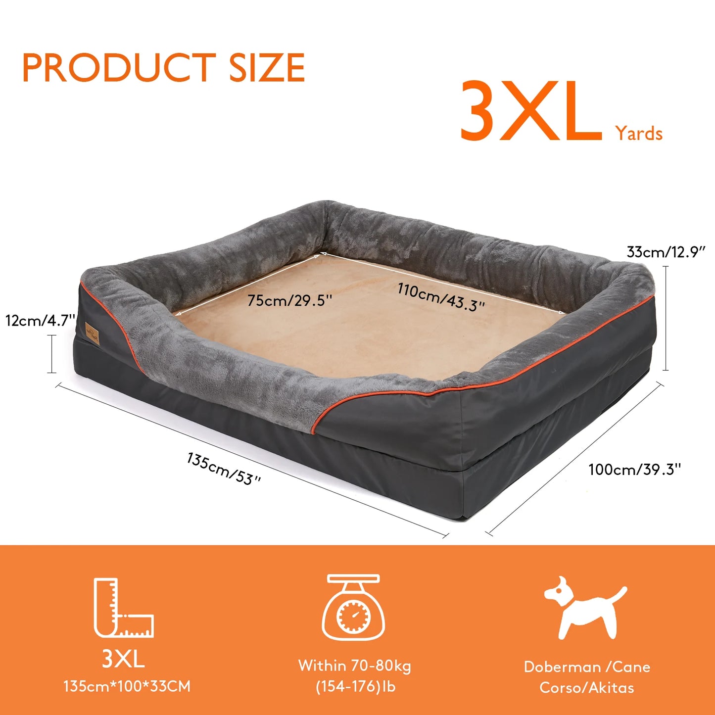 BINGOPAW Anti Allergy Waterproof Dog Bed With Removable Washable Cover