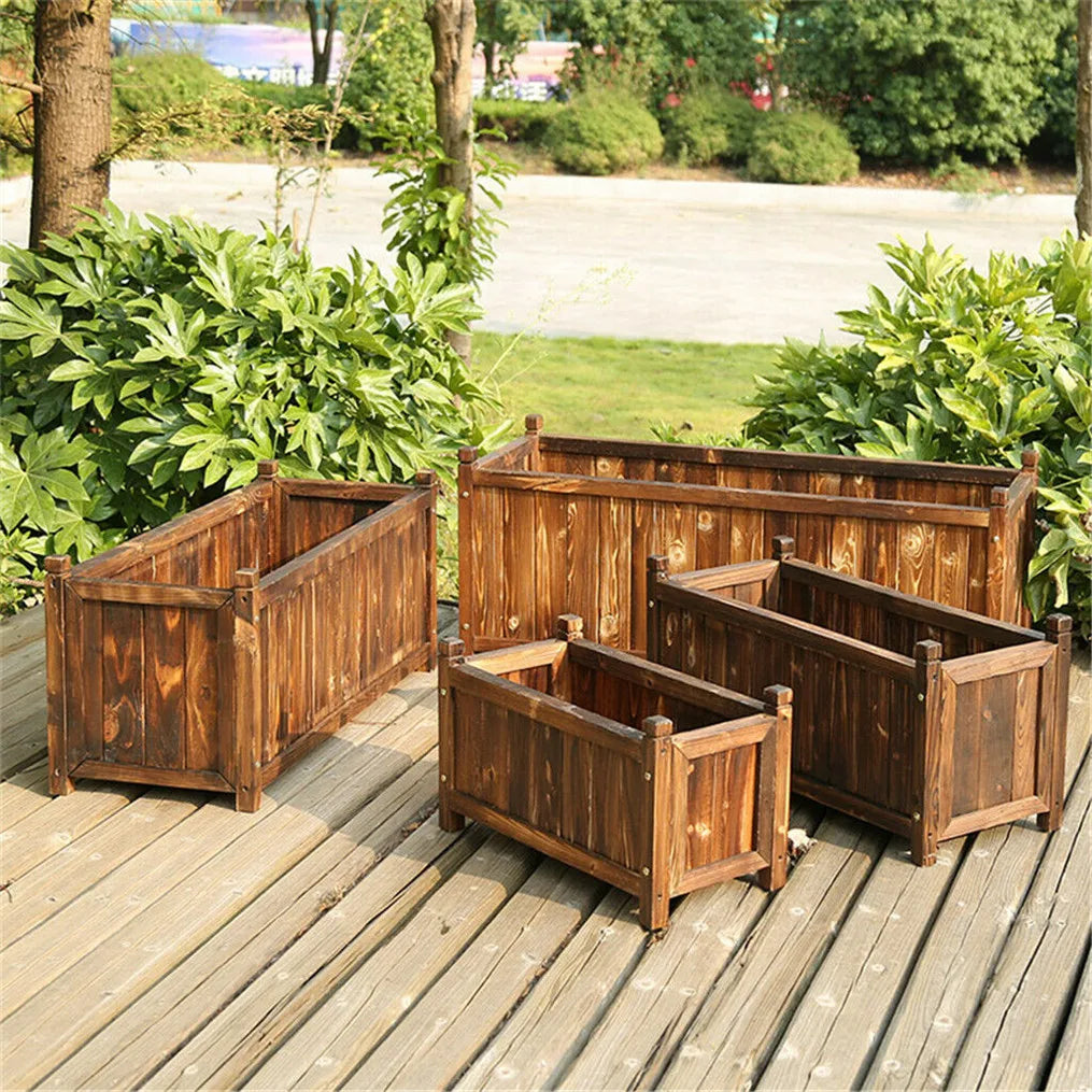 Wooden Raised Flower Bed Planter for Indoor and Outdoor Garden