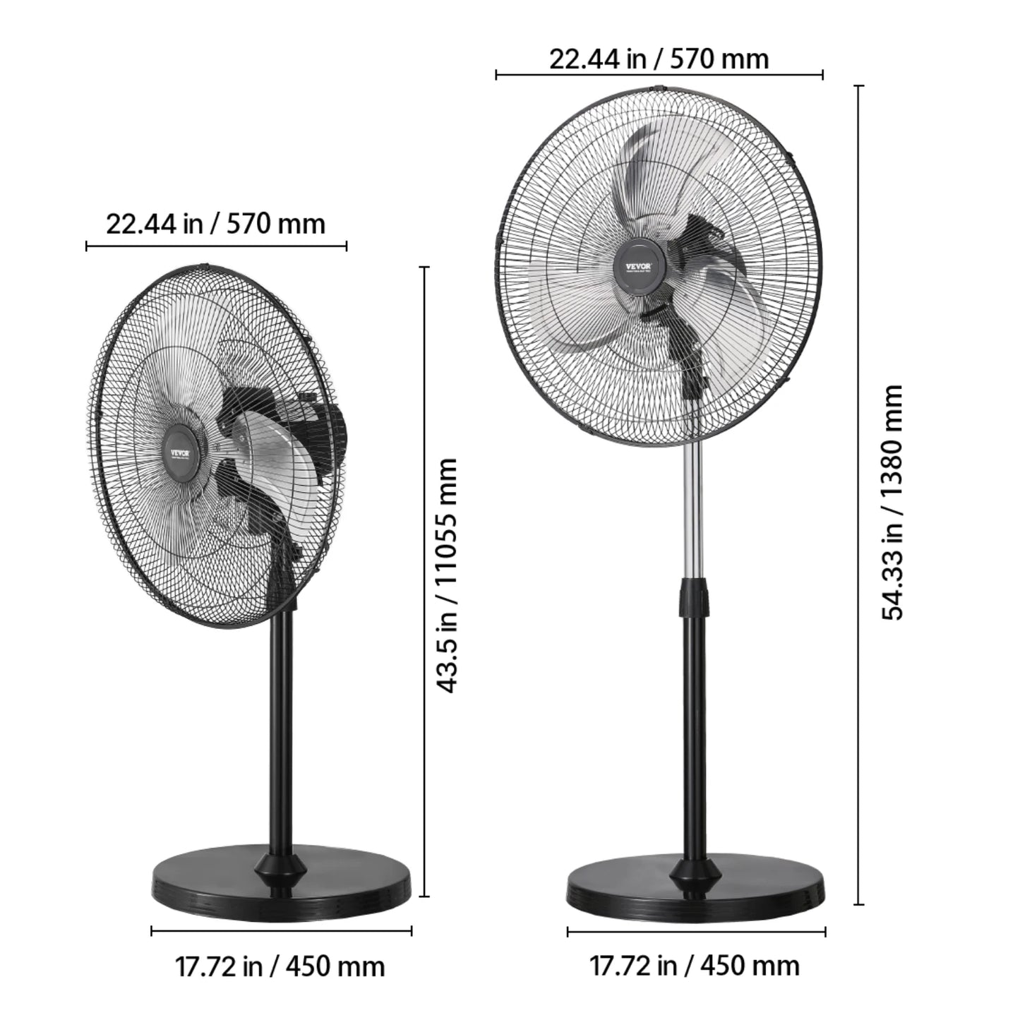 SucceBuy Industrial Pedestal Fan Oscillating Standing Fan With 3 Speeds