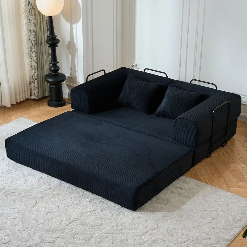 Foldable Convertible Futon Sofa Bed With L Shaped Arms