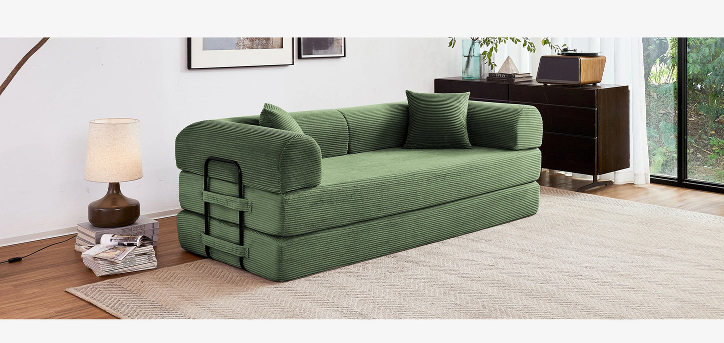Foldable Convertible Futon Sofa Bed With L Shaped Arms