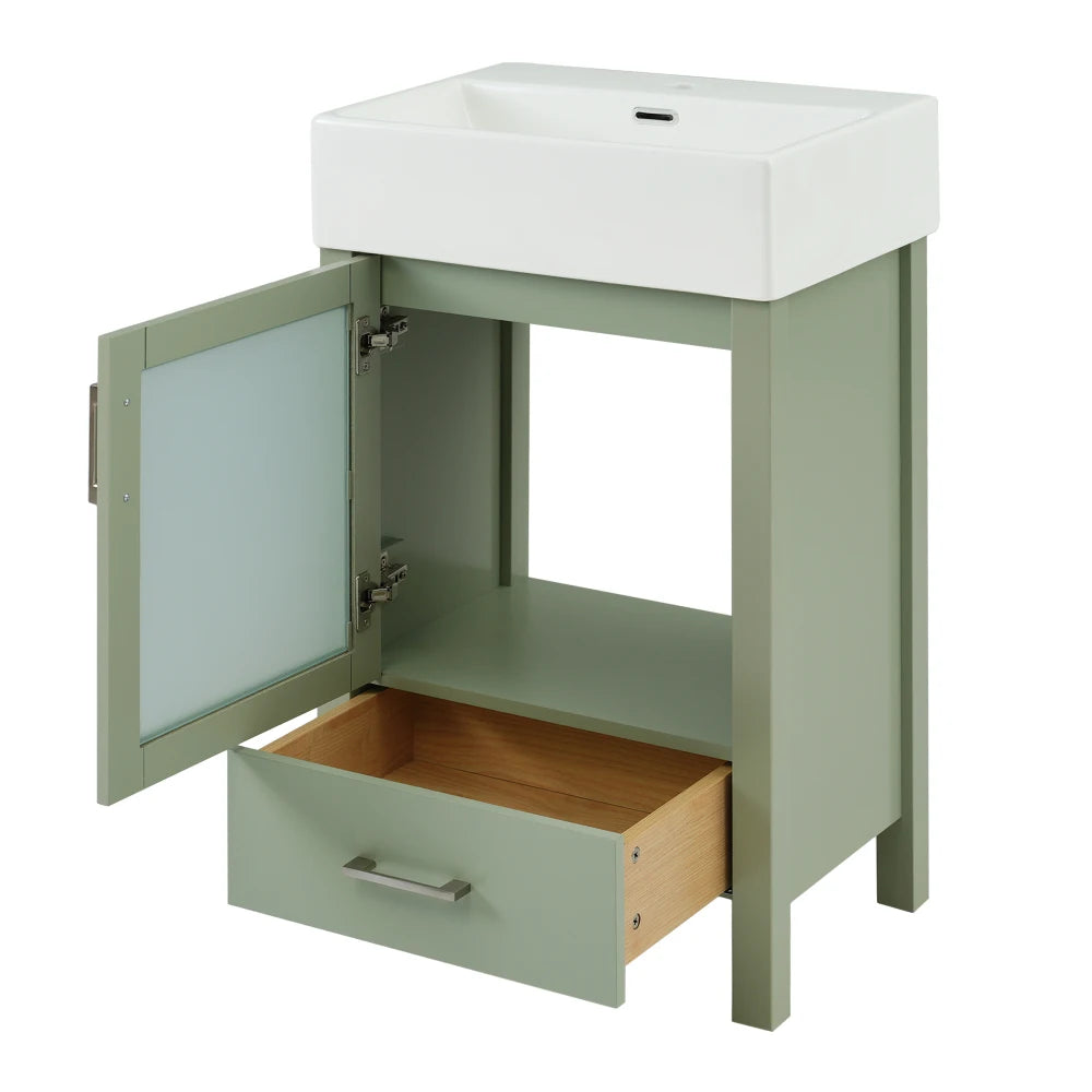 LWO Bathroom Vanity With Ceramic Sink And Ample Storage