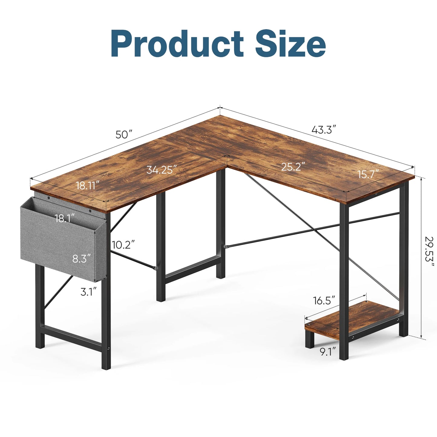 JHK Gaming Corner L Shaped Computer Desk With Storage