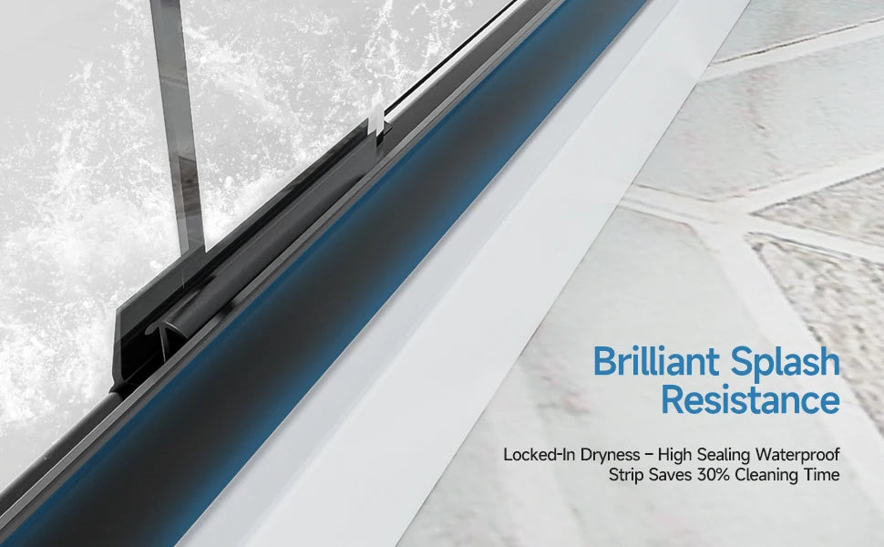 Sh.Kl Matte Black Aluminum Framed Double Sliding Shower Door