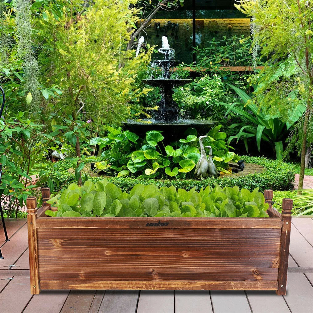 Wooden Raised Flower Bed Planter for Indoor and Outdoor Garden