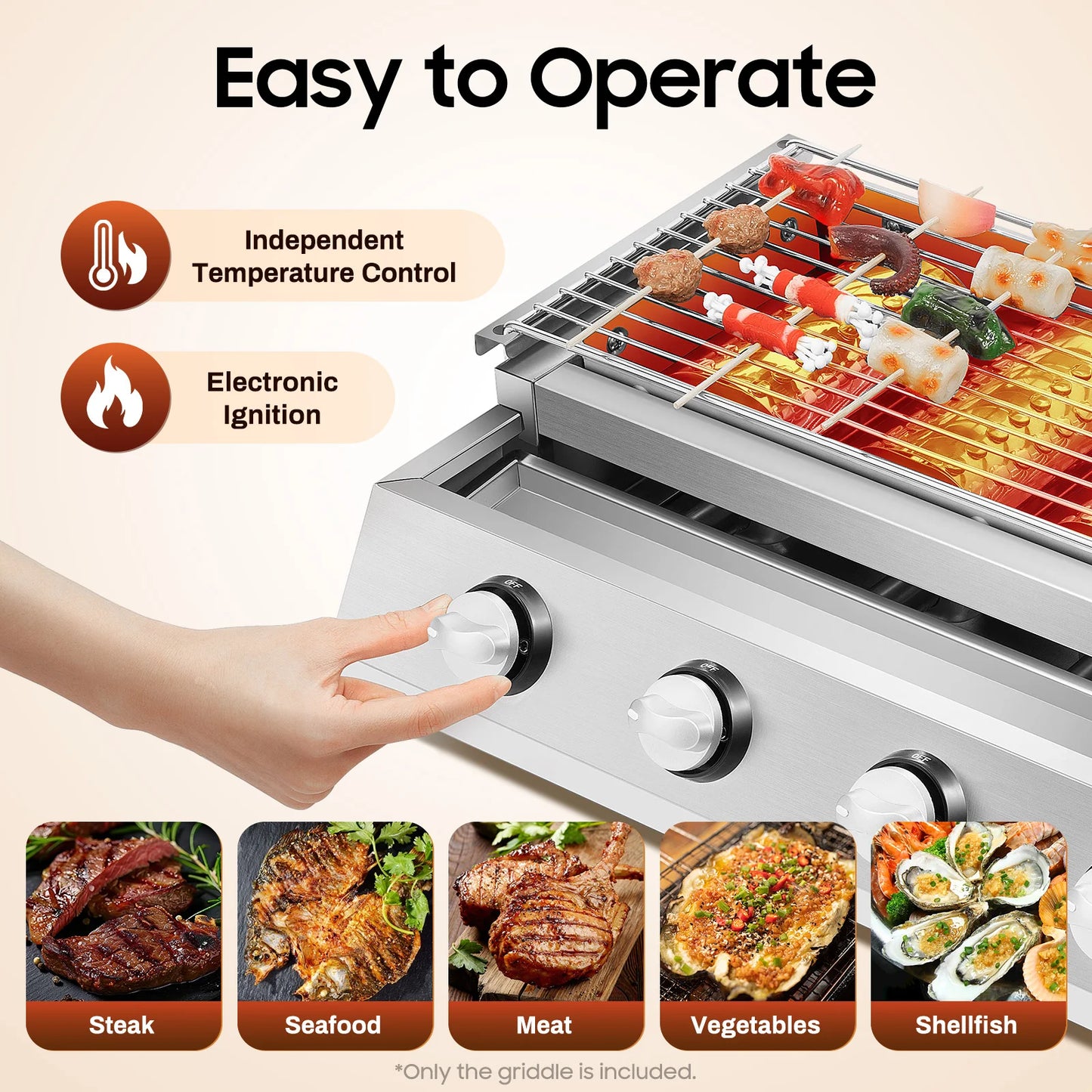 Portable Four Burner Propane Grill Smokeless Removable Outdoor Barbecue