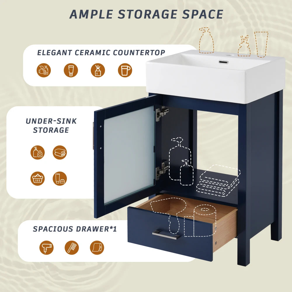 LWO Bathroom Vanity With Ceramic Sink And Ample Storage