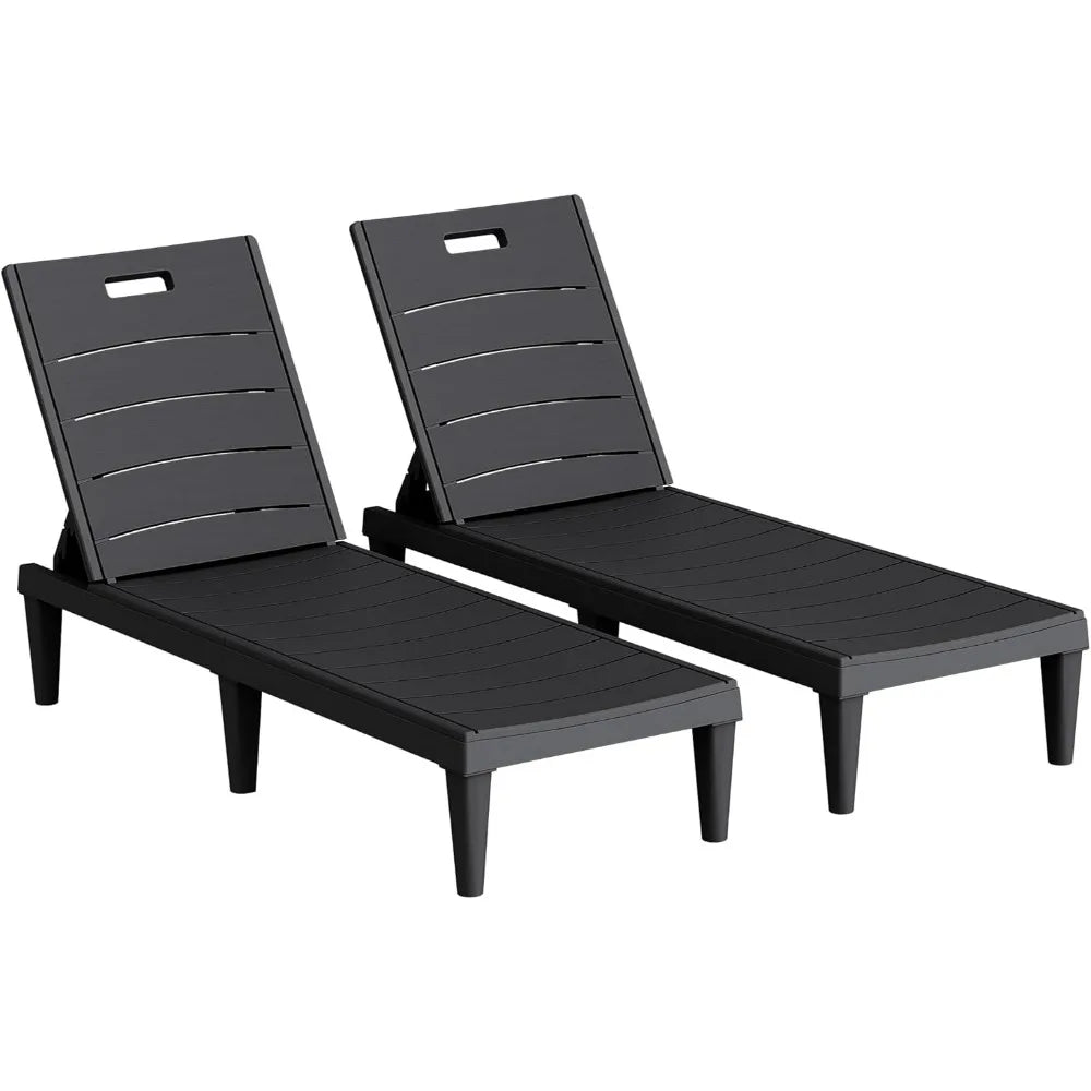 Patio Chaise Lounge Chairs 2 Pack Outdoor Reclining Backrest