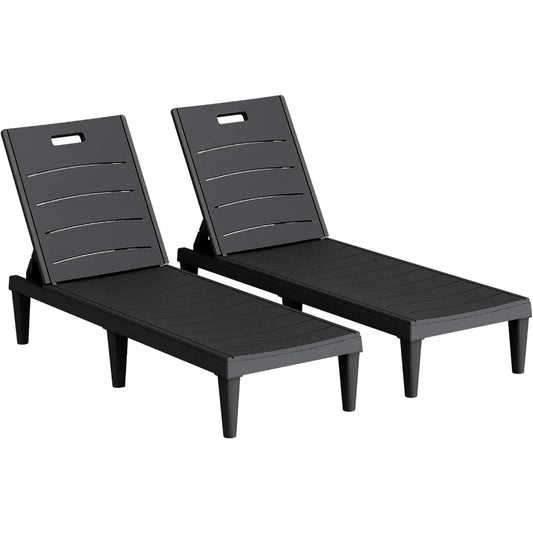 Patio Chaise Lounge Chairs 2 Pack Outdoor Reclining Backrest