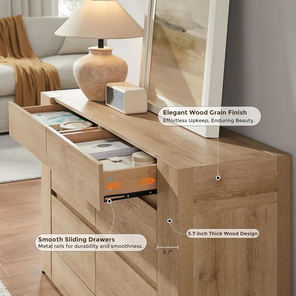 Six Drawer Wide Chest And TV Stand Storage Organizer