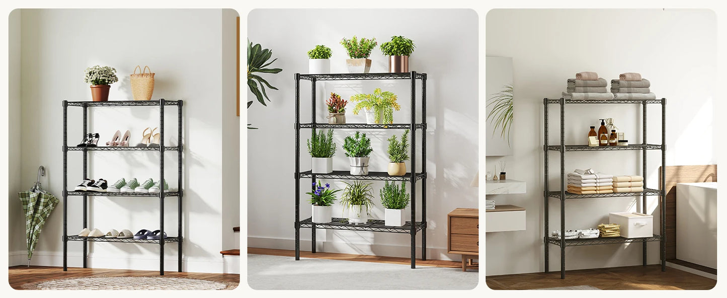 JHK Heavy Duty 3 Tier Metal Wire Storage Shelves Adjustable