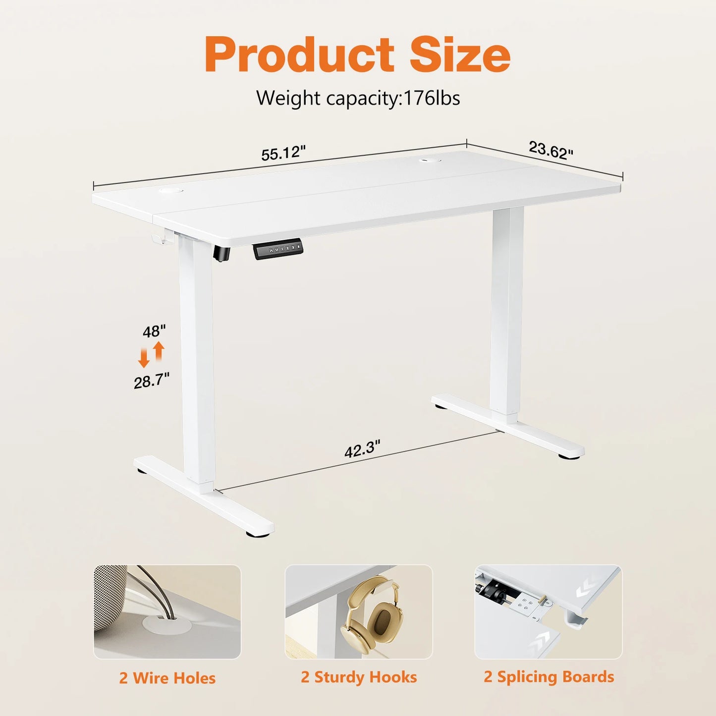 JHK Ergonomic Electric Standing Desk Height Adjustable Computer Workstation