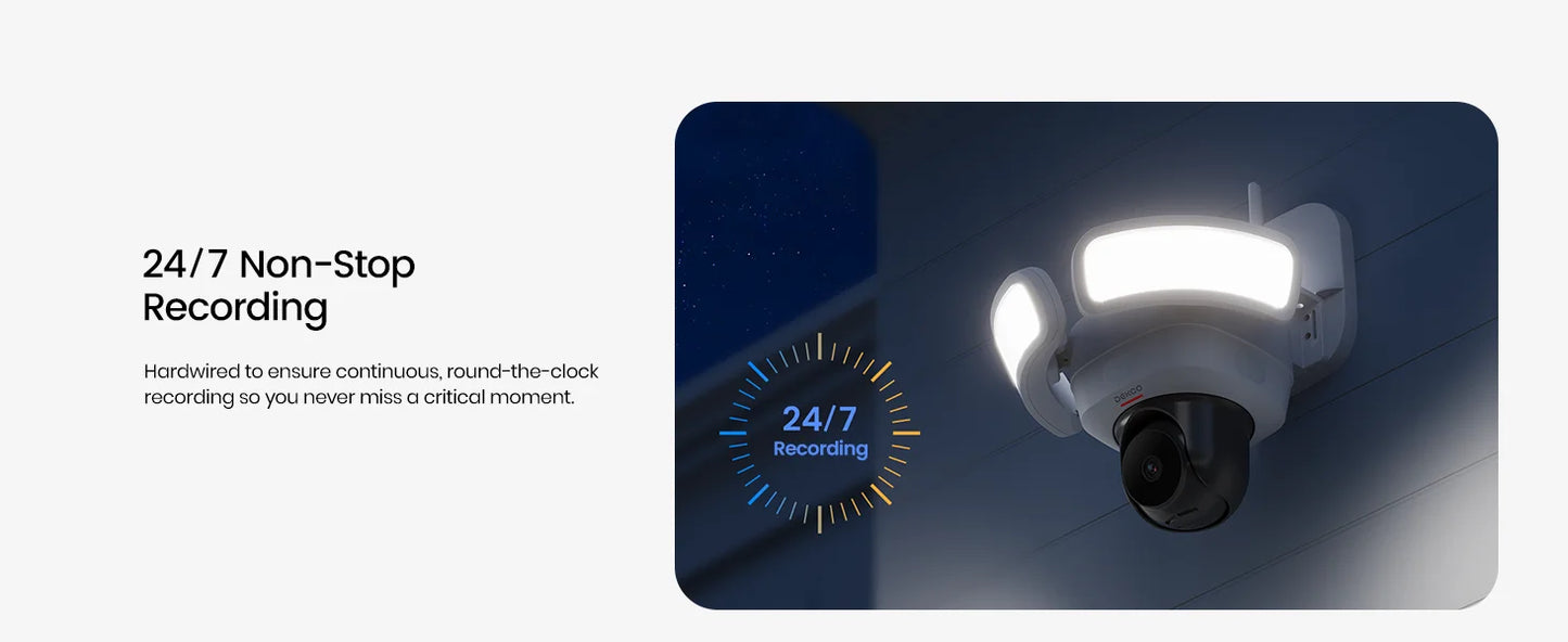 DEKCO 3K UHD WiFi Floodlight Camera With 360 Degree View