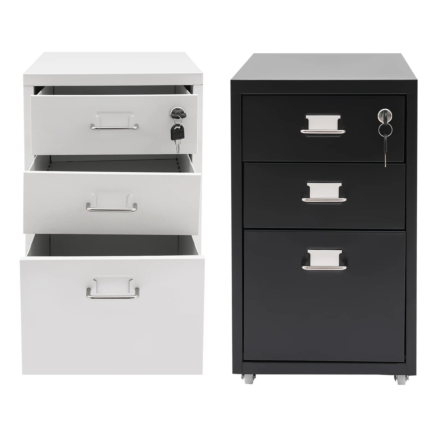Bymaocar 3 Tier Vertical File Cabinet With Lock On Casters