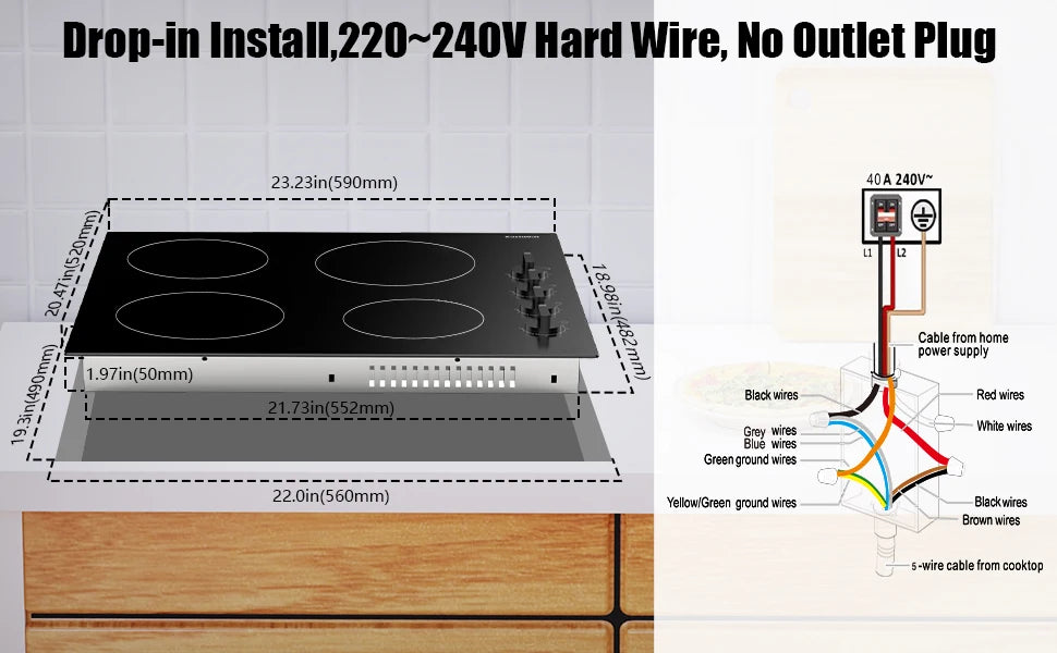 Karinear Four Burner Cooktop With Knob Control And Residual Heat Indicator