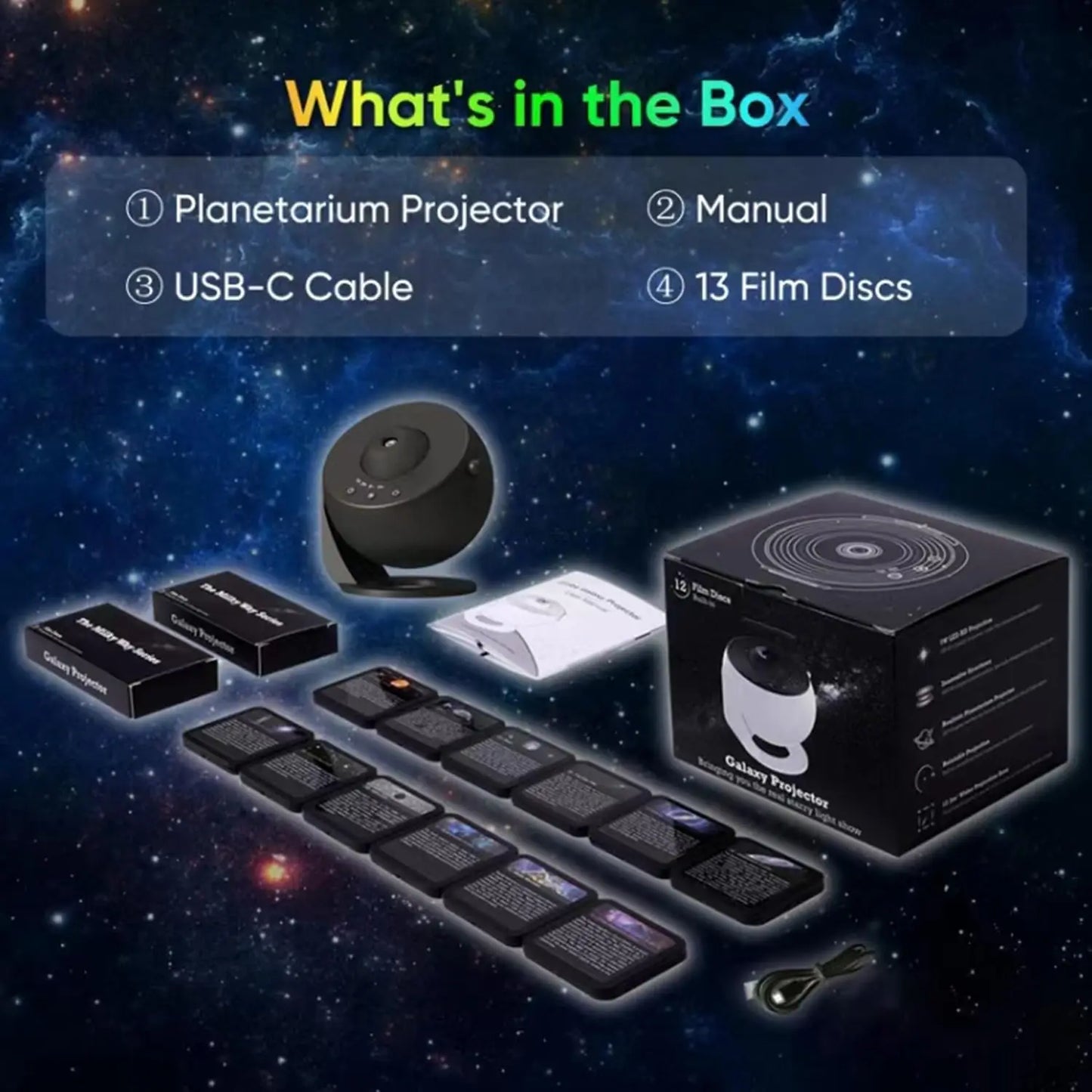 Mexllex 13 In 1 Galaxy Ultral Star Projector Led Night Light With 13 Discs