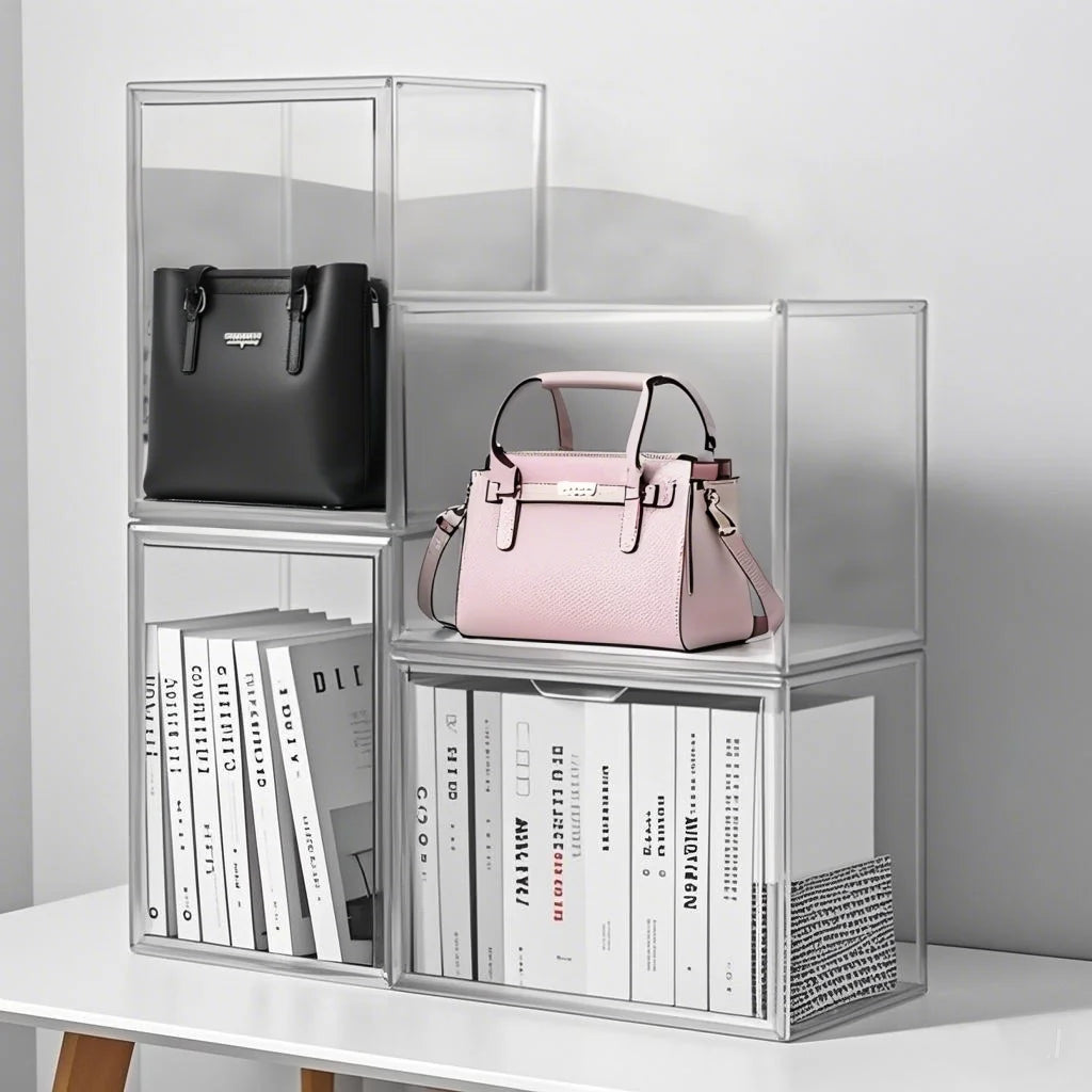 Clear Display Box Organizer With Magnetic Door For Makeup Books Collectibles