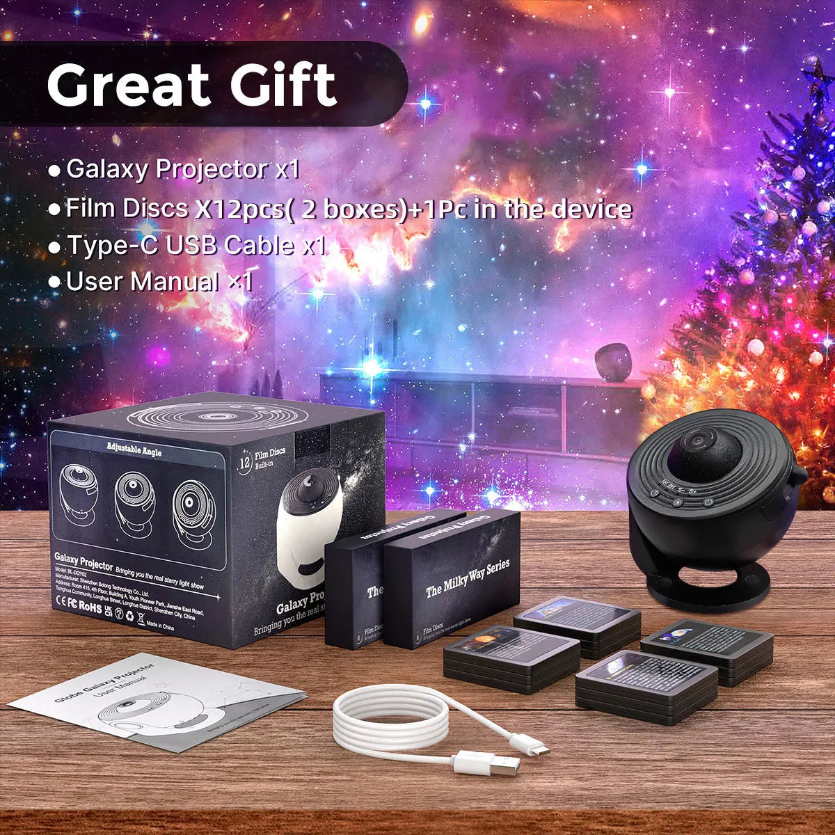 Mexllex 13 In 1 Galaxy Ultral Star Projector Led Night Light With 13 Discs