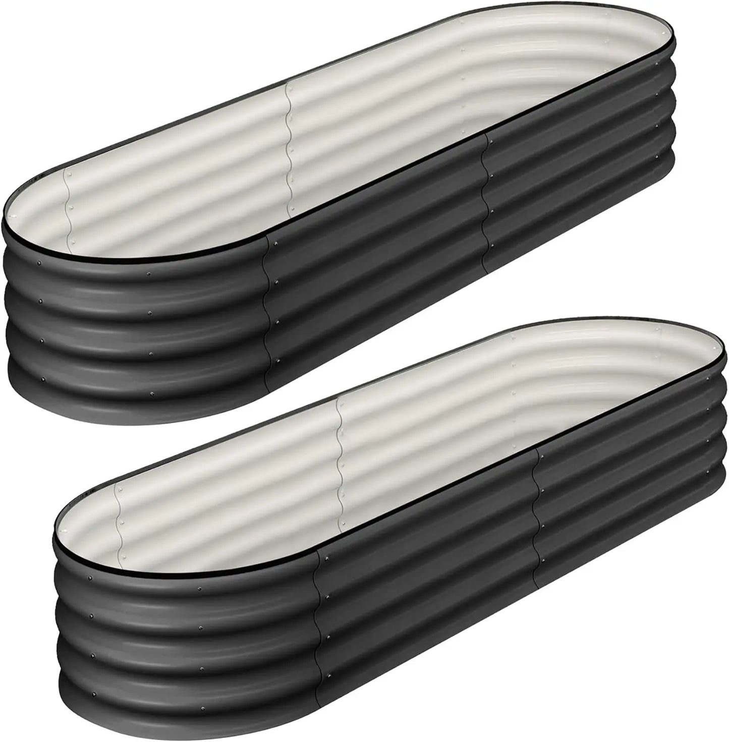 HiMISS Oval Galvanized Raised Garden Beds OpenEnded Base Outdoor
