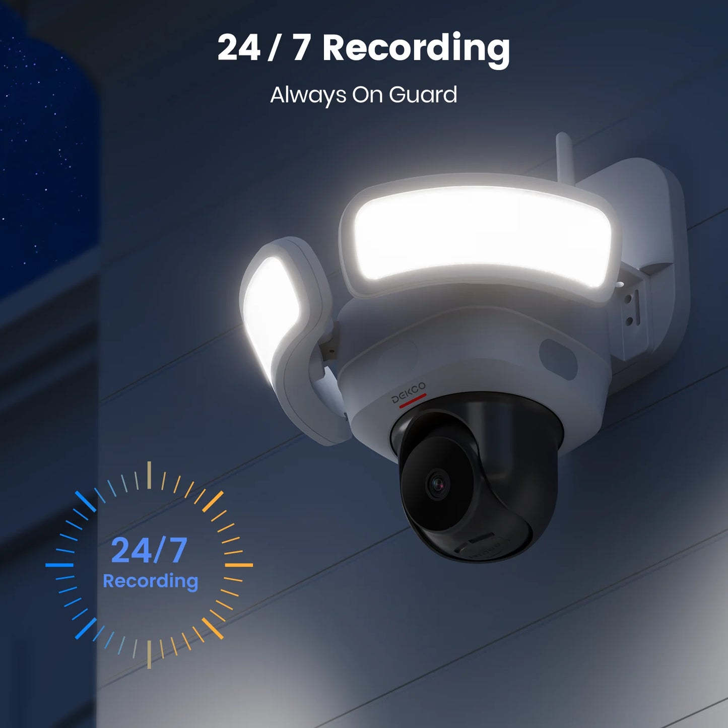 DEKCO 3K UHD WiFi Floodlight Camera With 360 Degree View