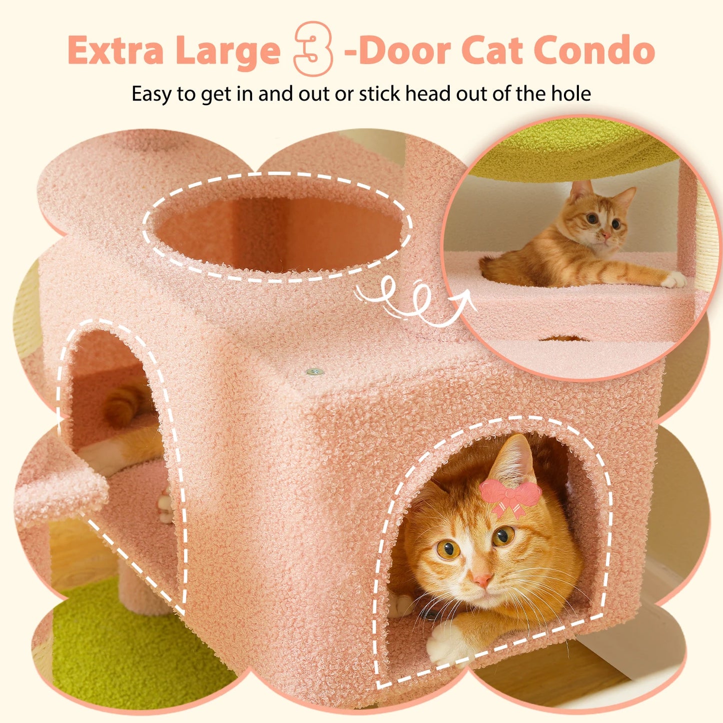 PEQULTI Multi Level Cat Tree Tower With Scratching Posts Hammock
