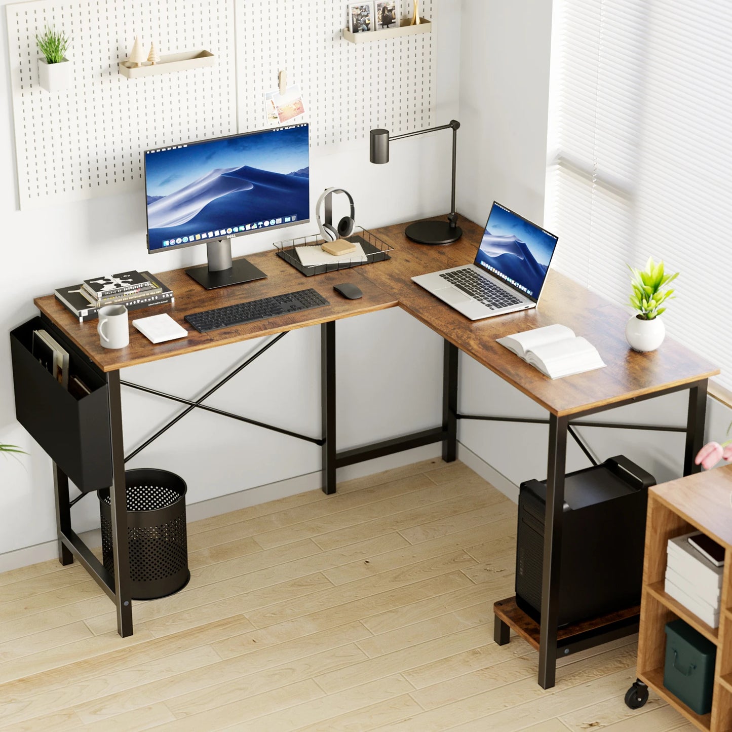 JHK Gaming Corner L Shaped Computer Desk With Storage
